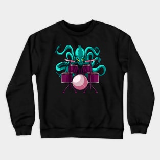 Funny Octopus Playing Drums Drummer kit Gifts For Drummers Crewneck Sweatshirt